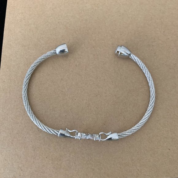 NEW Pink Crystal Butterfly Cable Bangle Bracelet - Picture 5 of 5